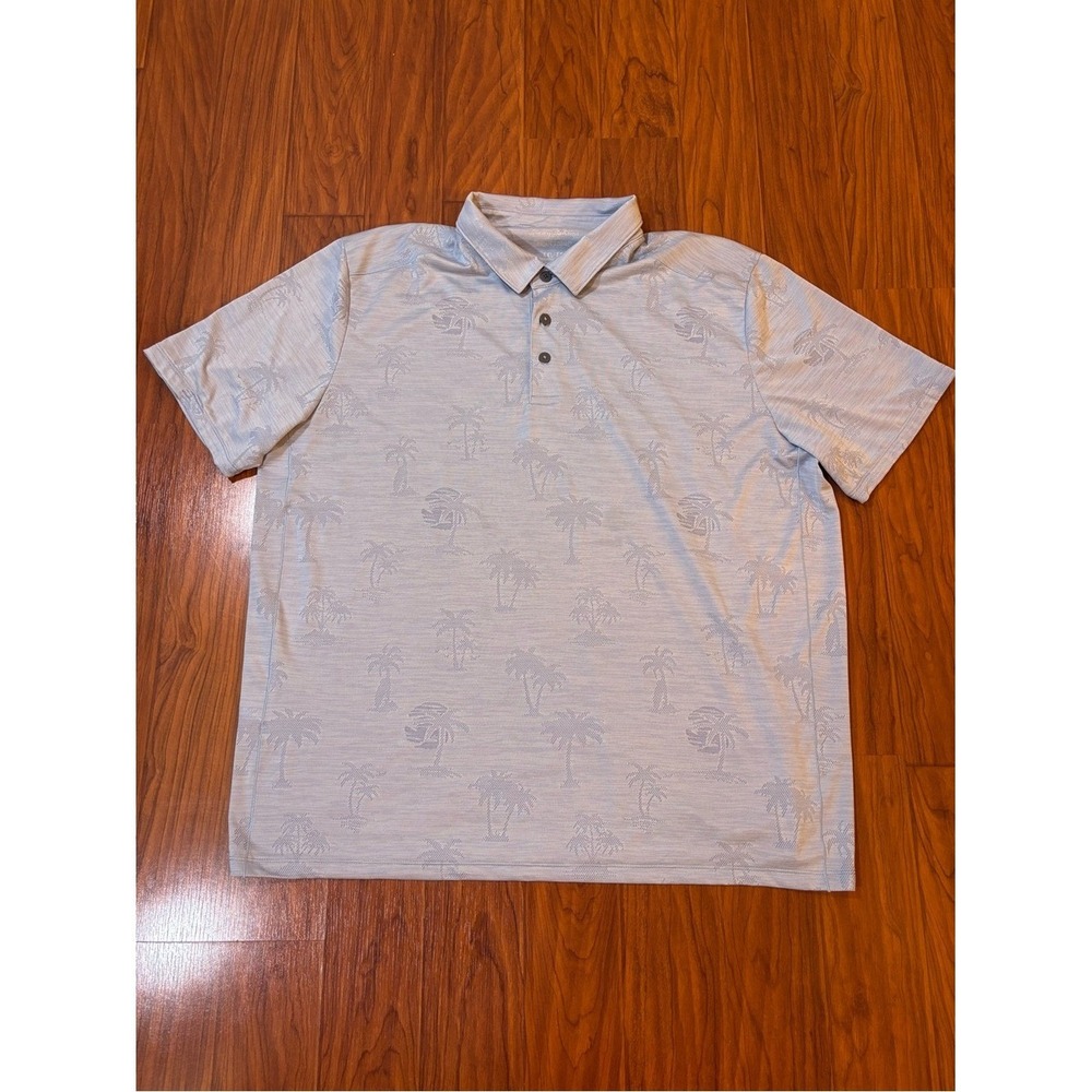 Tommy Bahama Islandzone Light Blue Palm Print Short Sleeve Polo Mens XXL